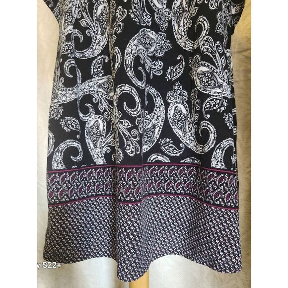 F34 Faded Glory navy and white paisley blouse Sz 3X - Picture 8 of 11